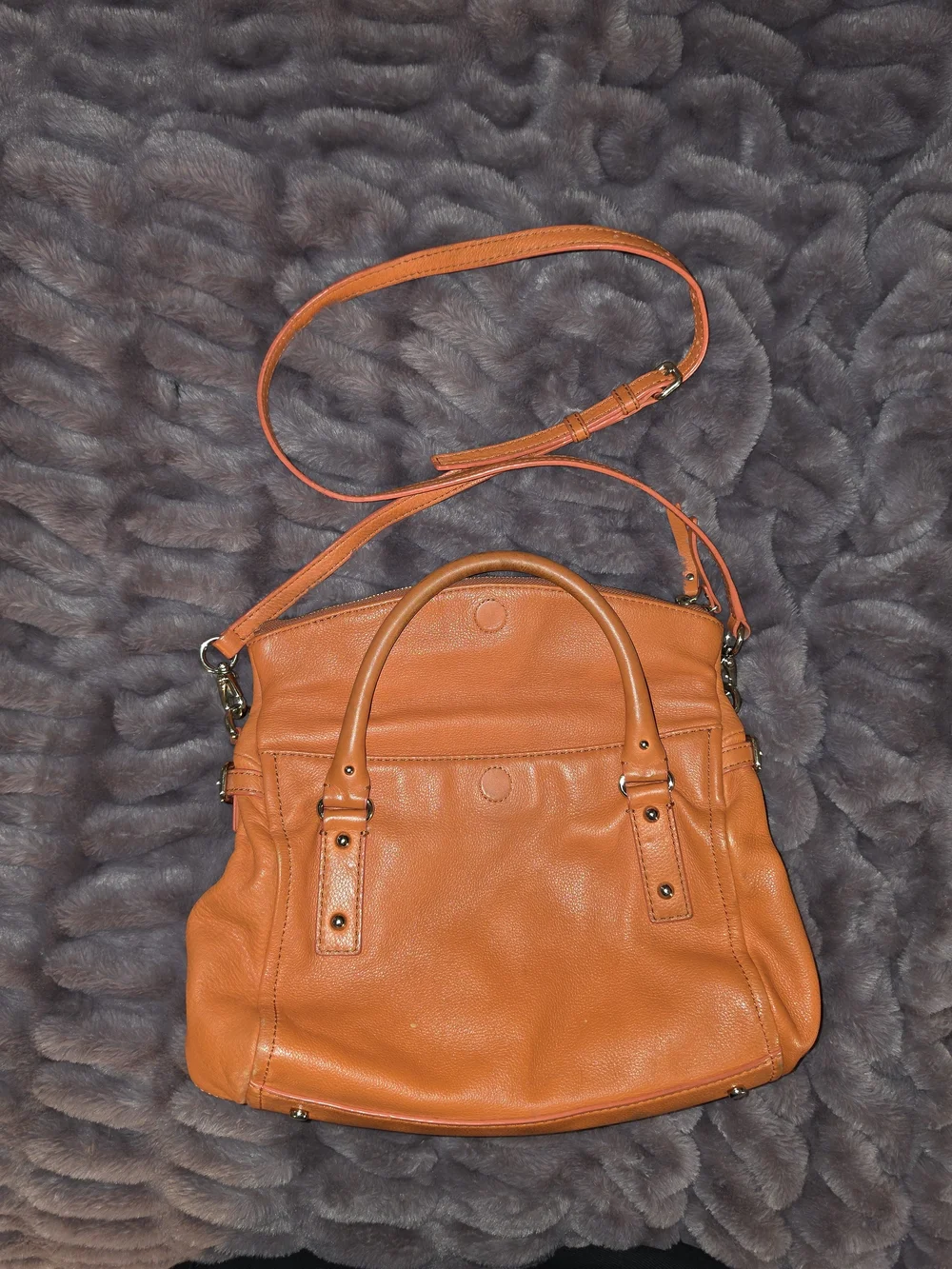 kate spade orange leather shoulder satchel with crossbody strap